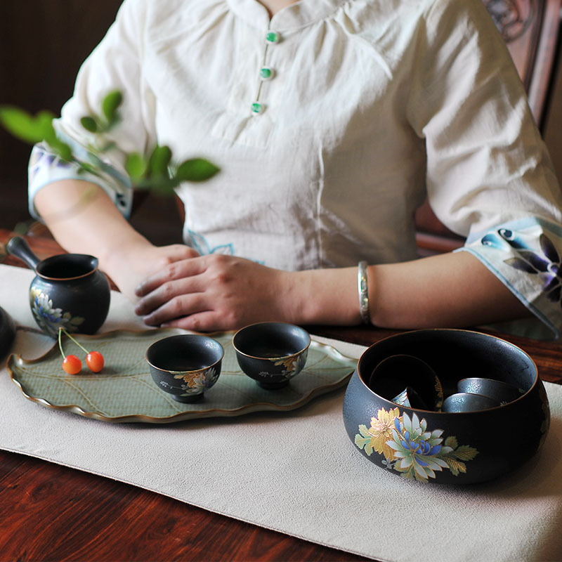 Iron Style Chinese Flowers Tea Set - Image 2