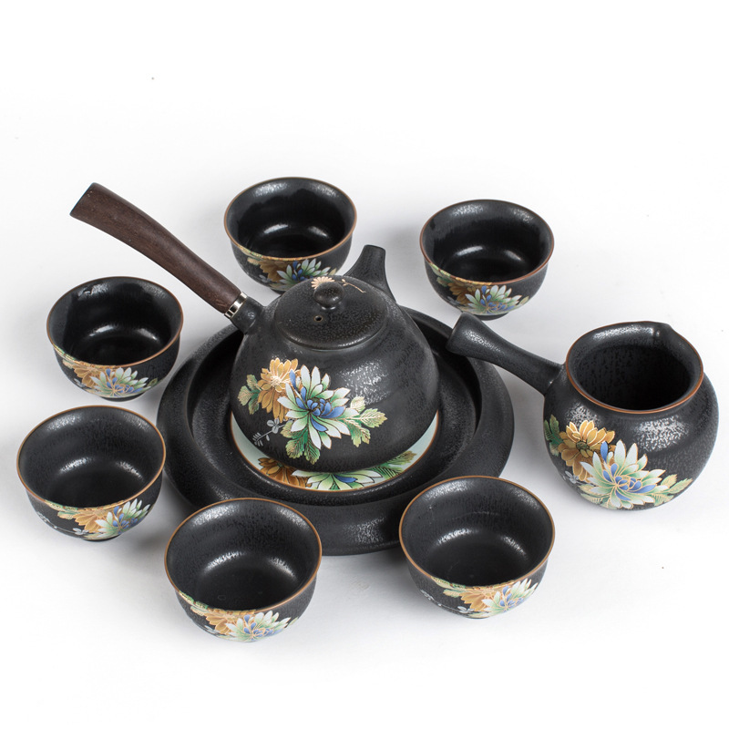 Iron Style Chinese Flowers Tea Set