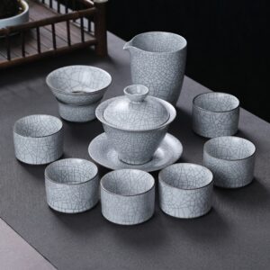 Milky White Ruyao Ice Crack Tea Set
