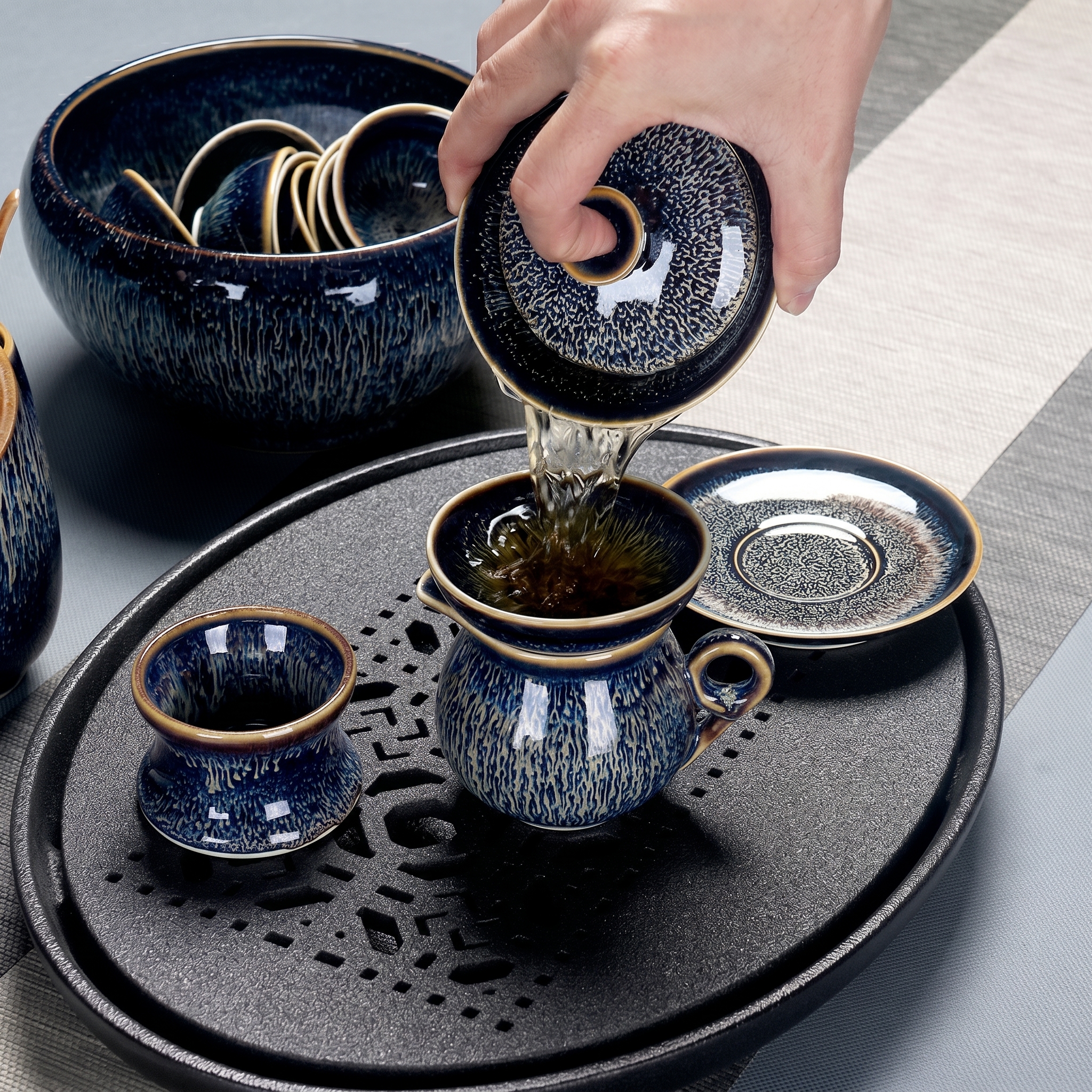 Chinese Starry Sky Jian Zhan Tea Set - Image 3