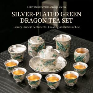 Chinese Azure Dragon Sterling Silver Tea Set